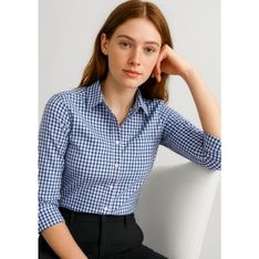 Springfield Women's Three Quarter Sleeve Cotton Check Shirt
