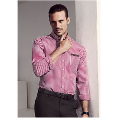 Springfield Executive Fit Long Sleeve Check Shirt French Navy