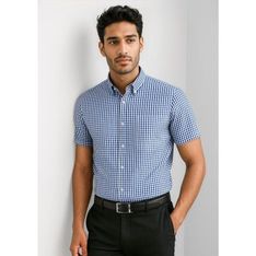 Springfield Executive Fit Yarn Dyed Check Dress Shirt French Navy