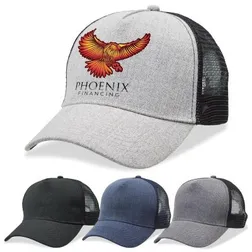 Heathered Polyester Nylon Mesh Trucker Cap
