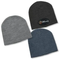 Heathered Acrylic Blend Skull Beanie with Embroidery