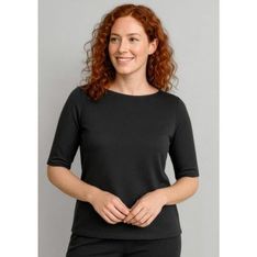 Camille Soft Knit Structured Viscose Nylon Short Sleeve Blouse