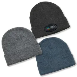 Heathered Knit Beanie with Roll Up Cuff