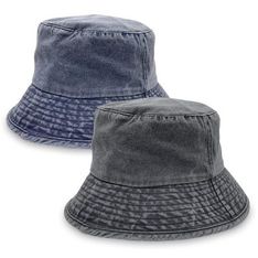 Washed Cotton Twill Bucket Hat Wide Brim Unisex