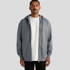 Stencil Cotton Recycled Polyester Zip Hood Mid Weight Fleece