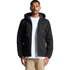 Canvas Heavy Hooded Jacket With Quilted Lining