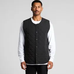 Recycled Polyester Quilted Mens Collarless Vest with Side Pockets
