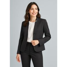 Cool Stretch Bamboo Charcoal Blend Short Jacket with Reverse Lapel