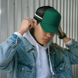 Striped Trucker Five Panel Cotton Twill Mesh Cap