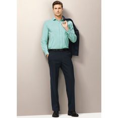 Mens Polyester Wool Blend Flat Front Trousers