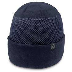 Contrast Panel Polyester Waffle Beanie Roll Cuff
