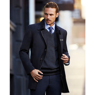 83830 Mens Lined Car Coat Embroidered Overcoats