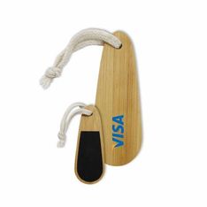 Bamboo Paddle Nail File Natural Cotton Handle Black Emery Board