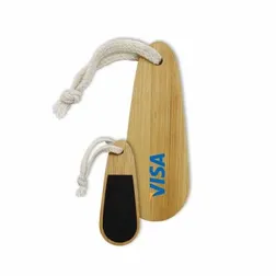 Bamboo Paddle Nail File Natural Cotton Handle Black Emery Board