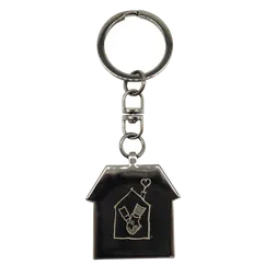 Casa House Shaped Alloy Keychain Gunmetal Finish
