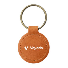 London Recycled Leather Circular Keyring with Engraving