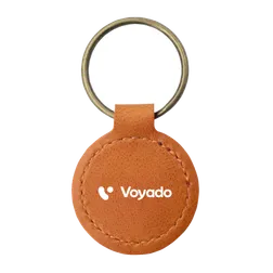 London Recycled Leather Circular Keyring with Engraving