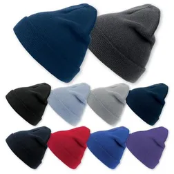 Wind Double Layer Acrylic Yarn Beanie with Cuff
