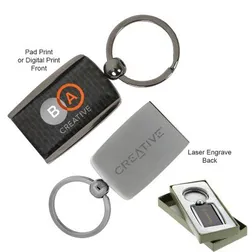 A7006 Deluxe Carbon Fibre Branded Metal Key Rings