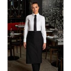 Black Polyester Cotton Twill Long Waist Apron
