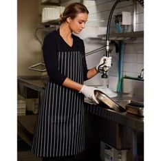 Professional Striped Poly Cotton Bib Apron
