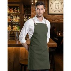 Heavyweight Cotton Canvas Bib Work Apron with Waist Pockets