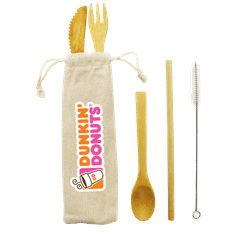 Adair Bamboo Cutlery Set with Canvas Storage Pouch