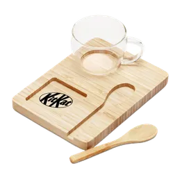 Aubrey Bamboo Borosilicate Glass Coffee Tea Set with Spoon