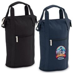 Insulated Two Bottle Wine Cooler with Zip Pocket