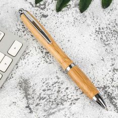 Deyon Bamboo Ballpoint Pen with German Refill Chrome Trim