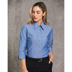Ladies Wrinkle Free Chambray Easy Fit Shirt