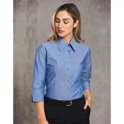 Ladies Wrinkle Free Chambray Easy Fit Shirt