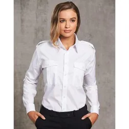 Epaulette Long Sleeve Poplin Workwear Shirt