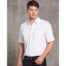 Unisex Poplin Epaulette Short Sleeve Work Shirt