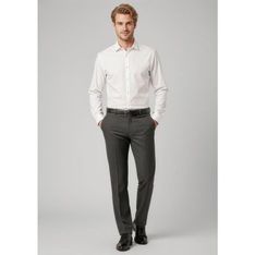 Mens Classic Flat Front Corporate Trousers Polyester Viscose Stretch