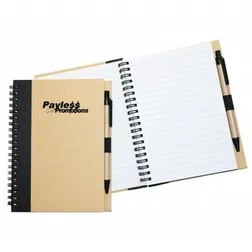 NB01 Recyclyed Cardboard Cover Promotional Enviro Notebooks With Pen - 160 Pages