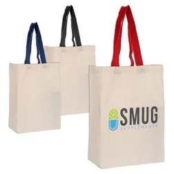 A4 Cotton Tote with Gusset and Coloured Webbing Handles