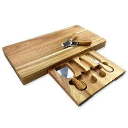 Barsa Acacia Wood Serving Board with Integrated Knife Set