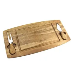 Noyya Acacia Wood Cheeseboard with Magnetic Knife and Fork Set
