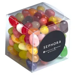 Jelly Belly Clear Soft Cube Wedding Favors with Full Color Sticker