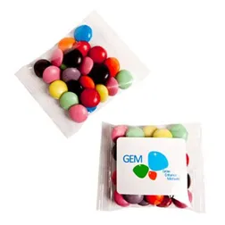 CC017A5 Smarties Look-Alike (Corporate Colours) Filled Branded Lolly Bags With Sticker - 25g