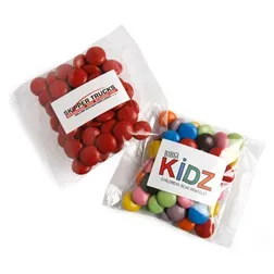 CC017B2 Smarties Look-Alike (Mixed Colours) Filled Promo Lolly Bags With Sticker - 50g