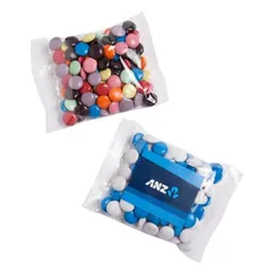 CC017C2 Smarties Look-Alike (Mixed Colours) Filled Branded Lolly Bags With Sticker - 100g