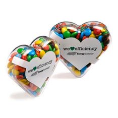 Heart Shaped Clear Container Filled With Mini M&Ms