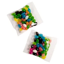 CC033C2 Mini Jelly Bean (Mixed Or Corporate Colours) Filled Branded Lolly Bags With Sticker - 50g