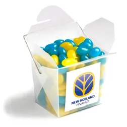 CC043A Mini Jelly Bean (Mixed Or Corporate Colours) Filled Frosted Branded Noodle Boxes -100g