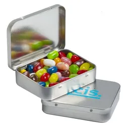 CC048F2 Jelly Belly Bean (Mixed Colours) Filled Hinge Tins With Sticker - 65g