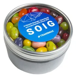 Mixed Colour Jelly Bean Tins with Clear Window Top