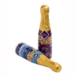 CC052D1 Mini M&M Filled Printed Champagne Bottles With Neck Sticker - 220g