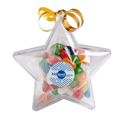 CC054A1 Jelly Bean (Mixed or Corporate Colours) Filled Branded Stars With Sticker - 50g